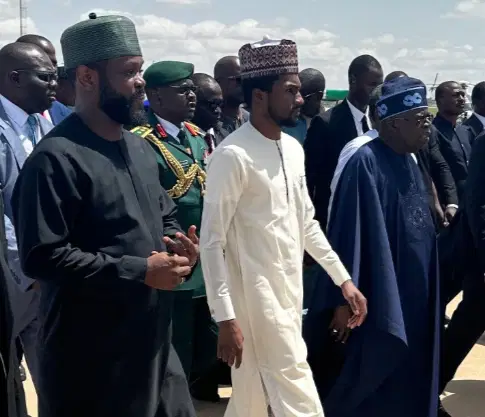 Seyi Tinubu Joined by President Tinubu at Buhari’s Burial
